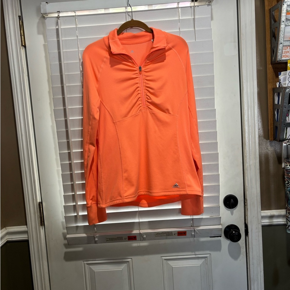 Adidas Peach Ruched Long Sleeve Polo running shirt